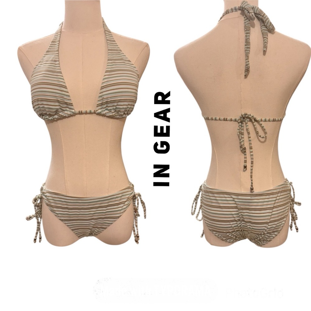 🔵 3/ $15 - Ingear Striped Halter Bikini Set